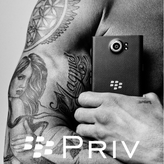 PRIV by BlackBerry ad, tattoo