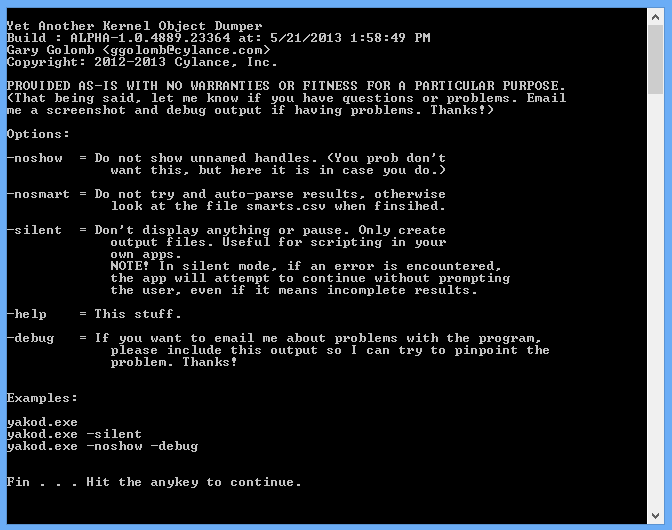 Figure 2: Yet Another Kernel Object (Handle) Dumper