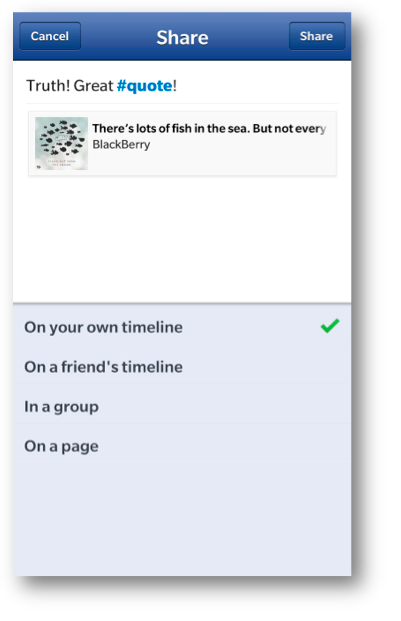 Facebook screenshot for BlackBerry 10