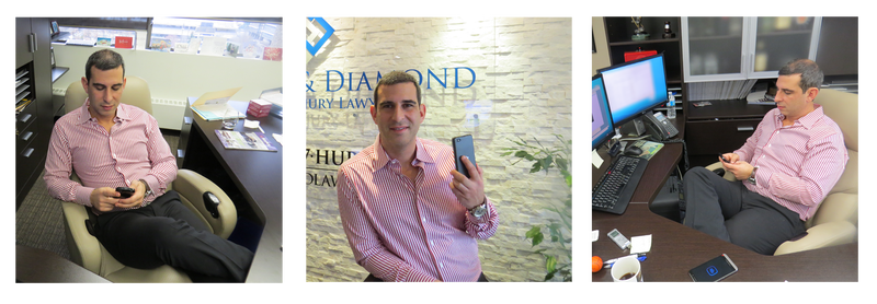 Photos of Isaac Ziskind at his office with a BlackBerry device
