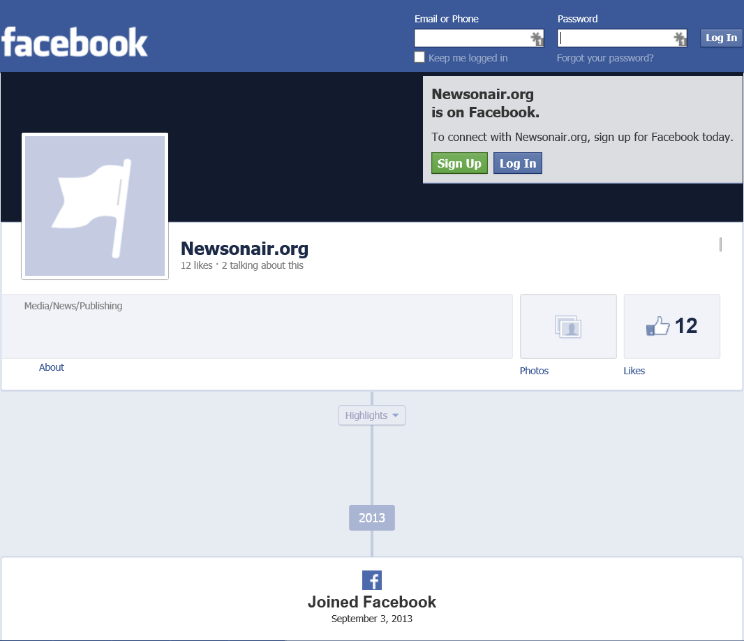 Potential NewsOnAir Facebook site used in the attacks