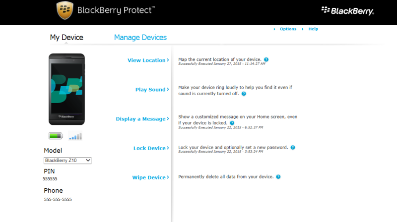 BlackBerry Protect Dashboard