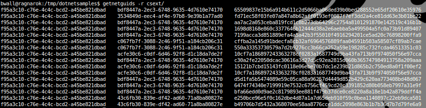 GetNETGUIDs output from scanning CSext Samples