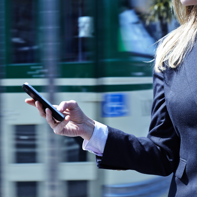 female banker holding classic