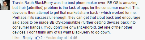 Comment: BlackBerry was the best phone maker ever...