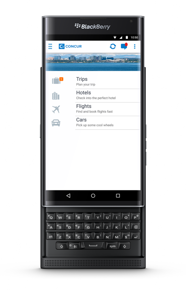 Concur travel management app for PRIV