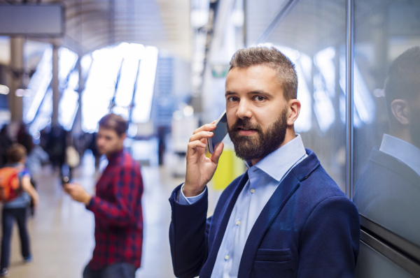 Businessman in subway