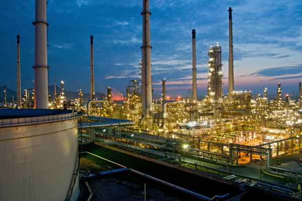 Oil refinery during the night
