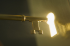 Close up of keyhole and key