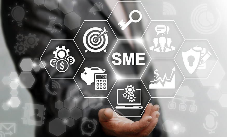 SME or Small and medium-sized enterprises smartphone web business KEY TO SUCCESS concept